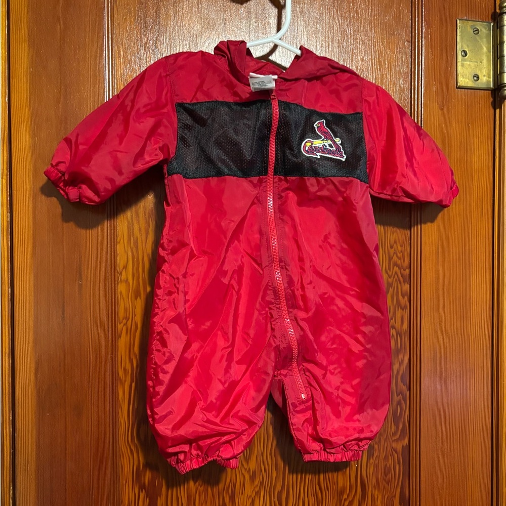 ST. LOUIS CARDINALS Red Baby Mighty Mac Vintage Zip Up Windsuit Size 6-9 Months
